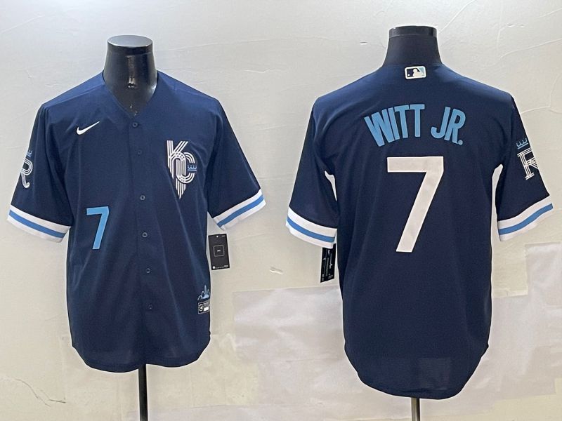 Men Kansas City Royals #7 Witt jr Blue City Edition 2025 Nike MLB Jersey style 1